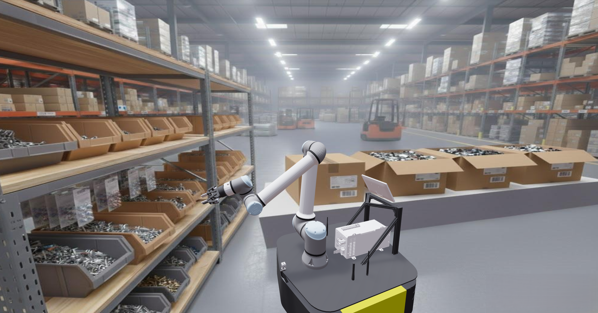Mobile manipulators in warehouse